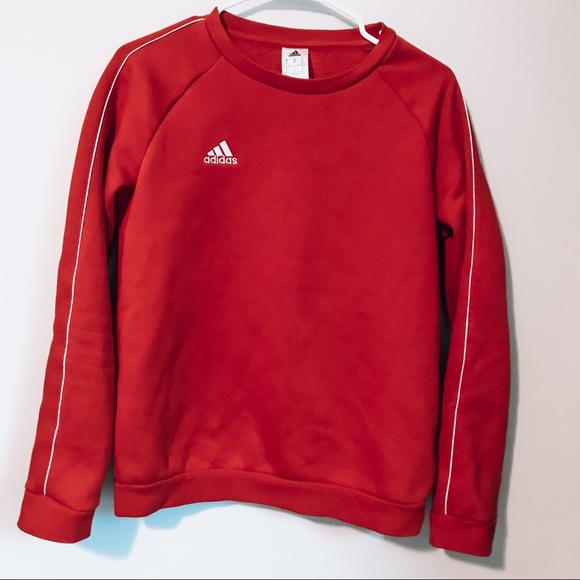adidas Tops - Adidas red crew neck with striped sleeve